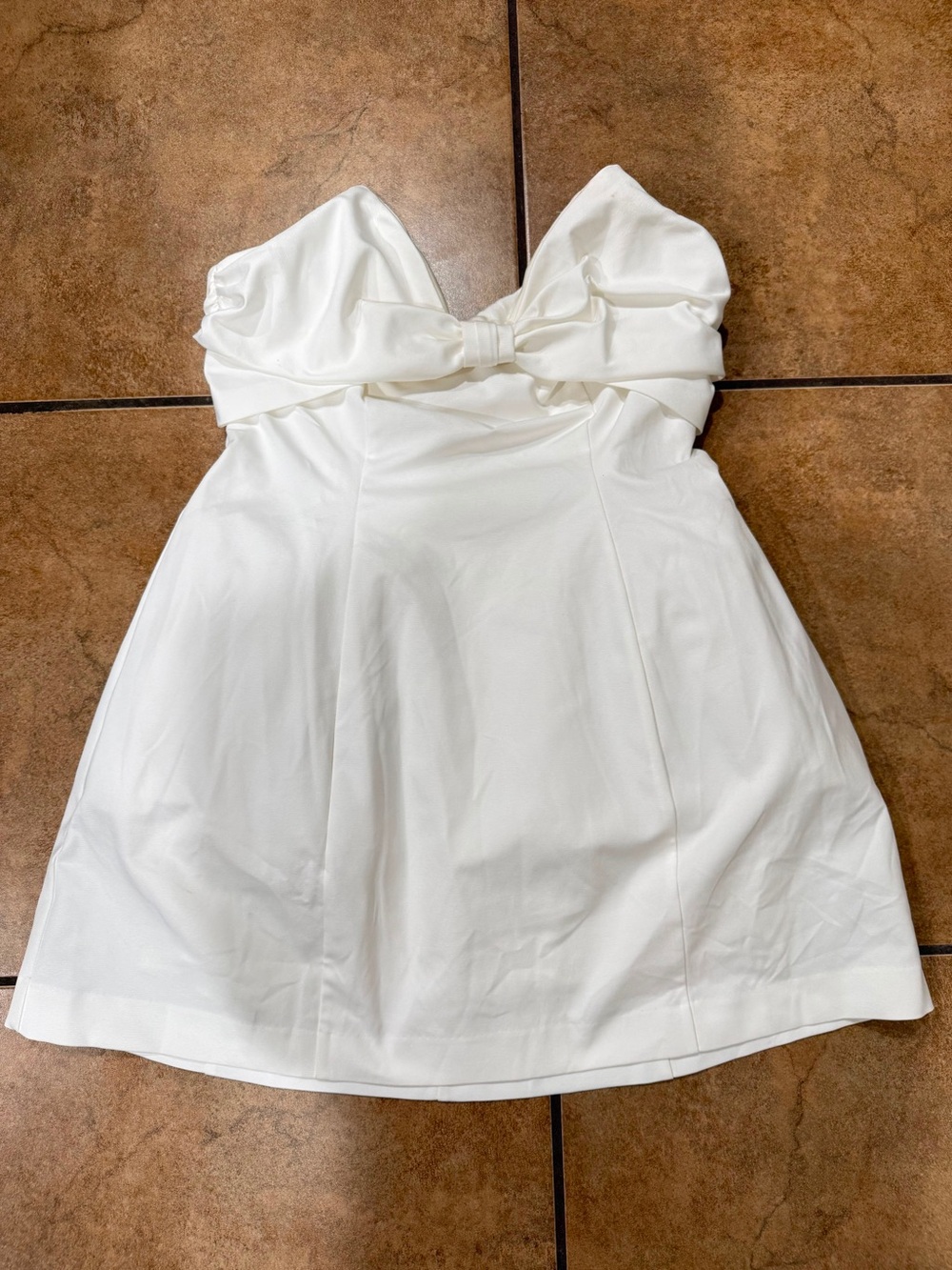 BHLDN White Strapless Bow A-Line Cocktail Dress